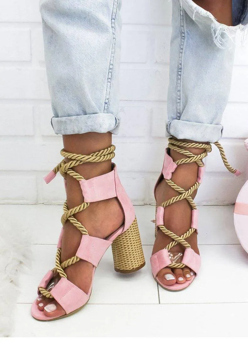 Lace Up Colorful Gladiator Sandals