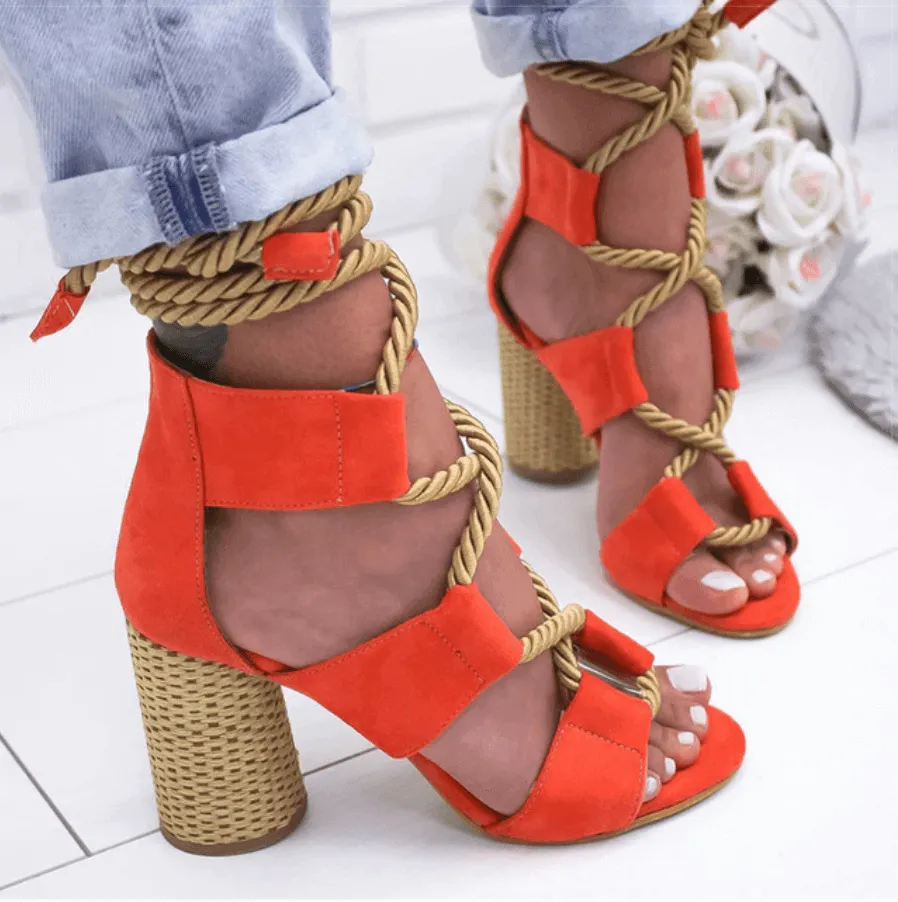 Lace Up Colorful Gladiator Sandals