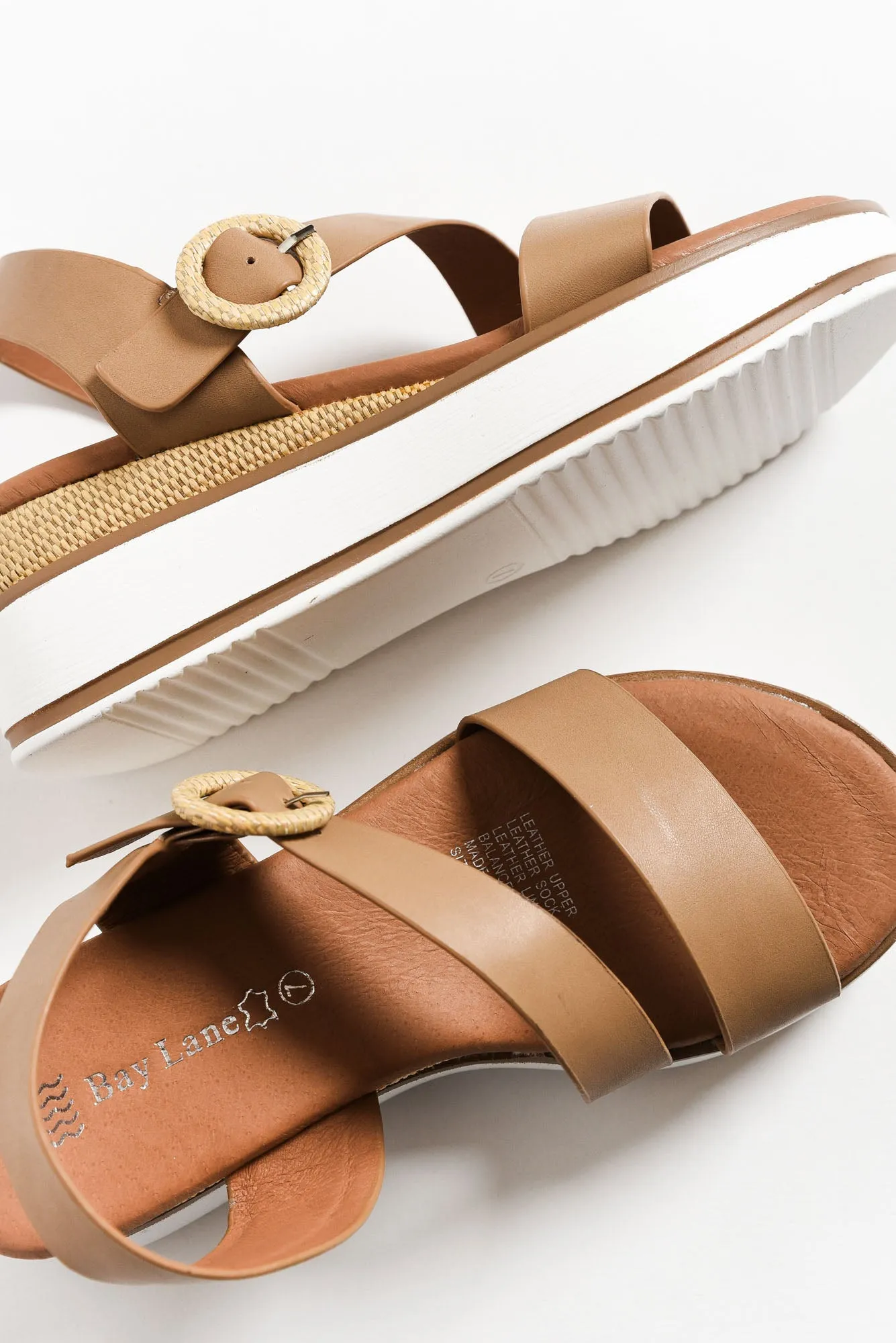 Lilly Taupe Leather Platform Sandal