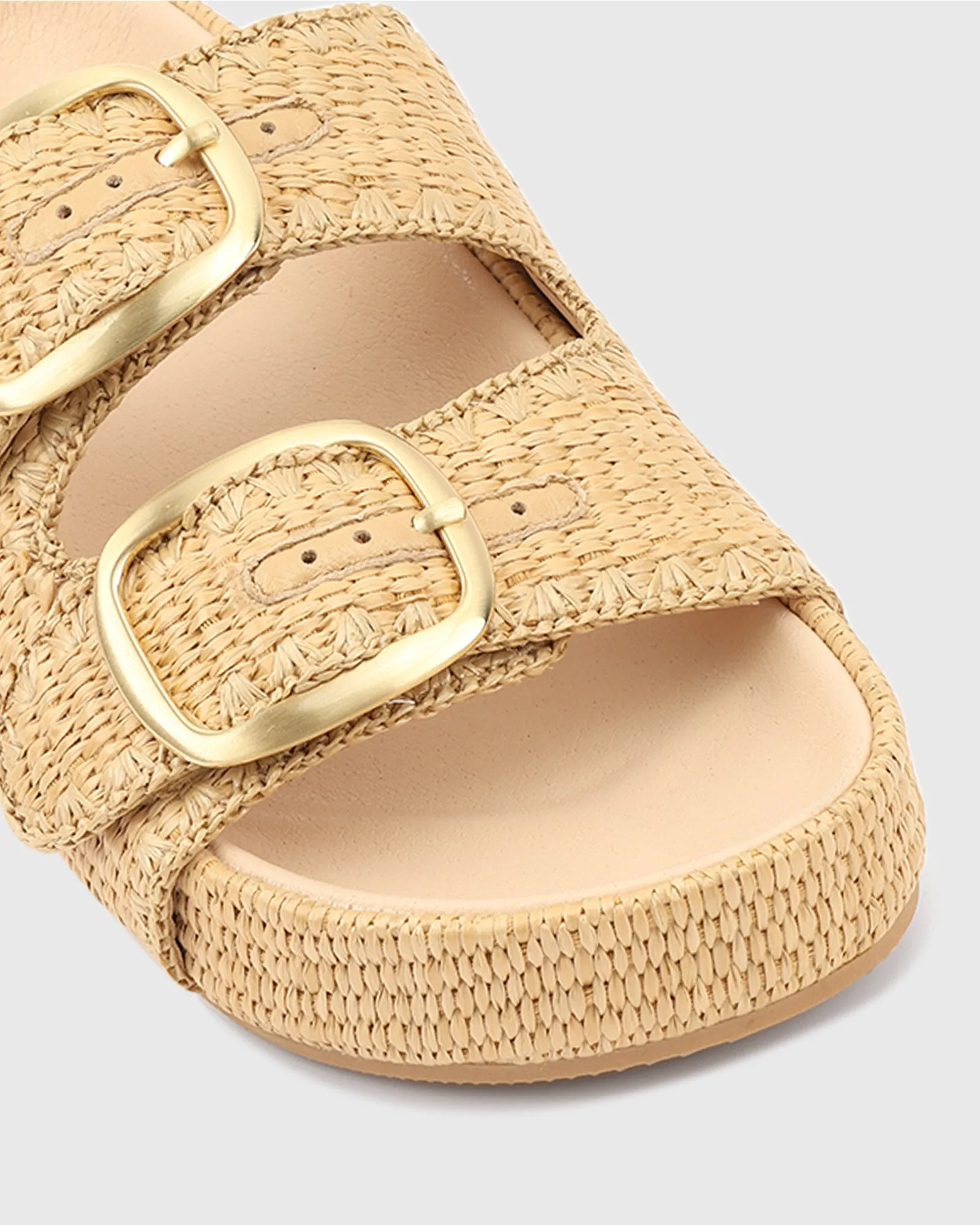 LYRY Raffia Platform Slide Sandals