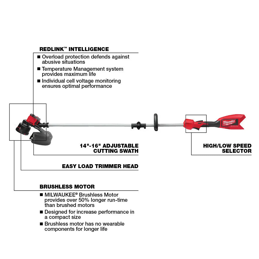 Milwaukee 2828-80 M18 18V Brushless Cordless String Trimmer - Bare Tool, Recon