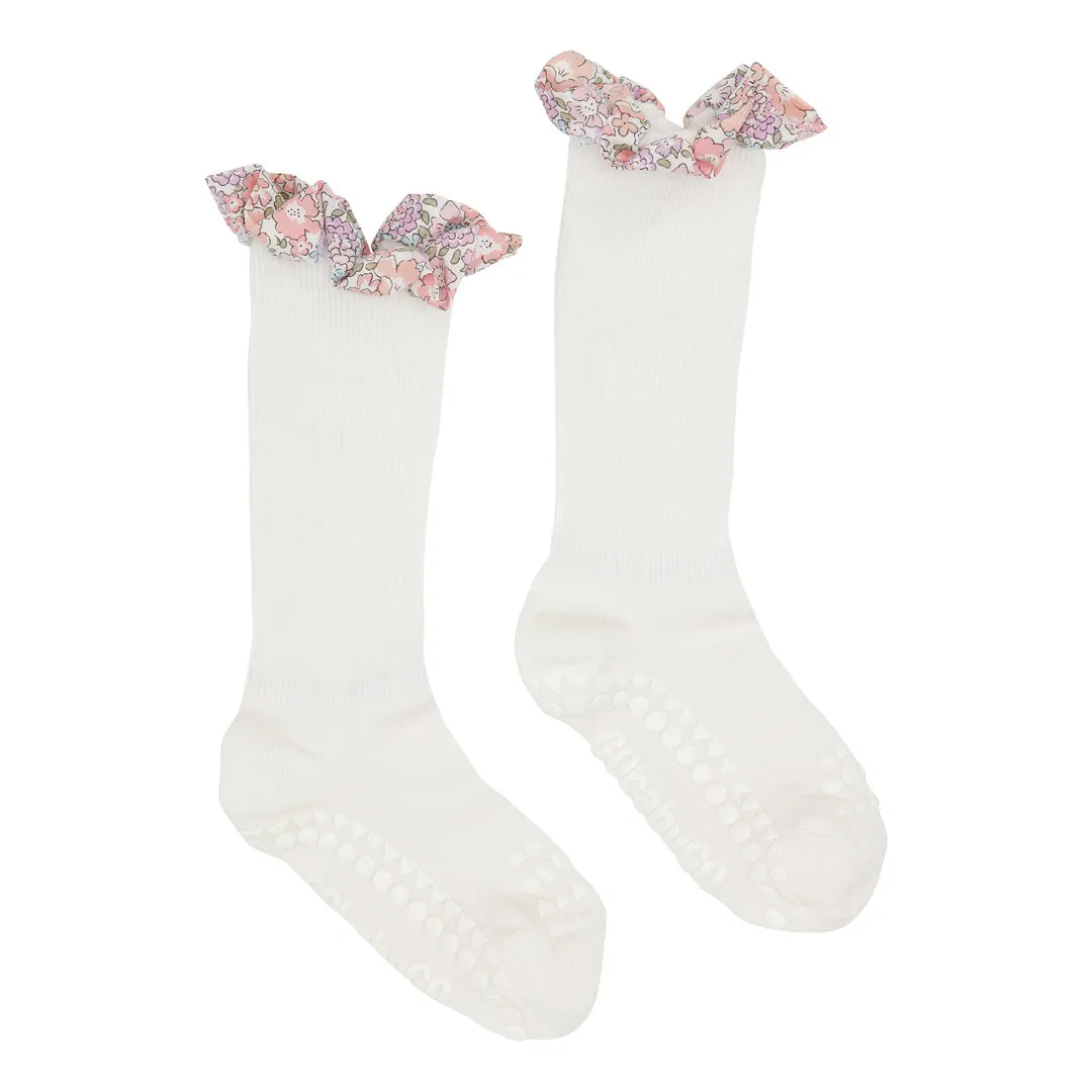 Non-Slip Grip Socks - Bamboo / Liberty - Off White