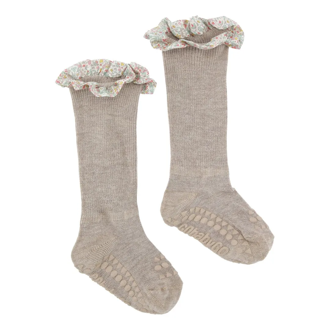 Non-Slip Grip Socks - Bamboo / Liberty - Sand