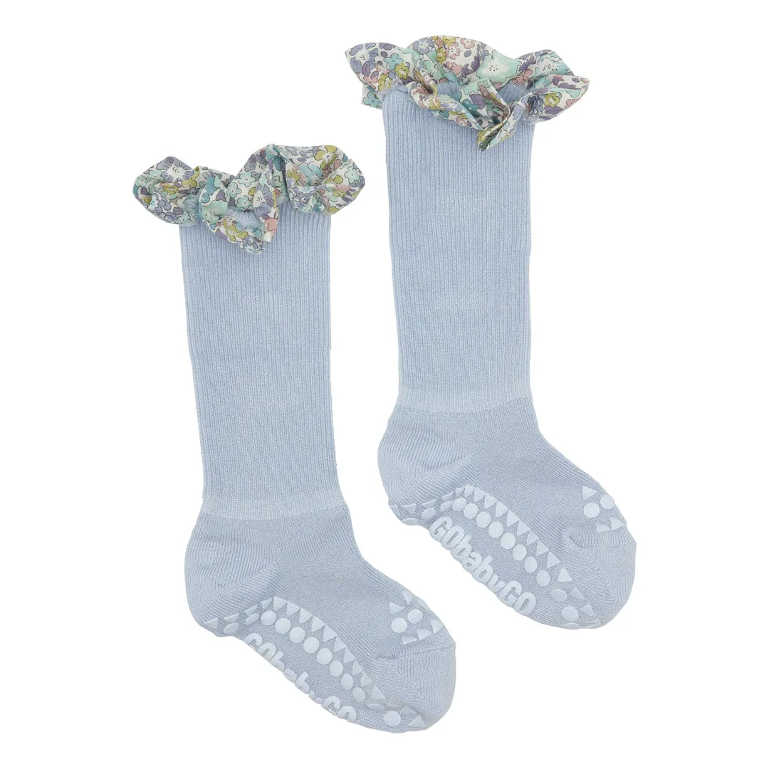 Non-Slip Grip Socks - Bamboo / Liberty - Sky Blue