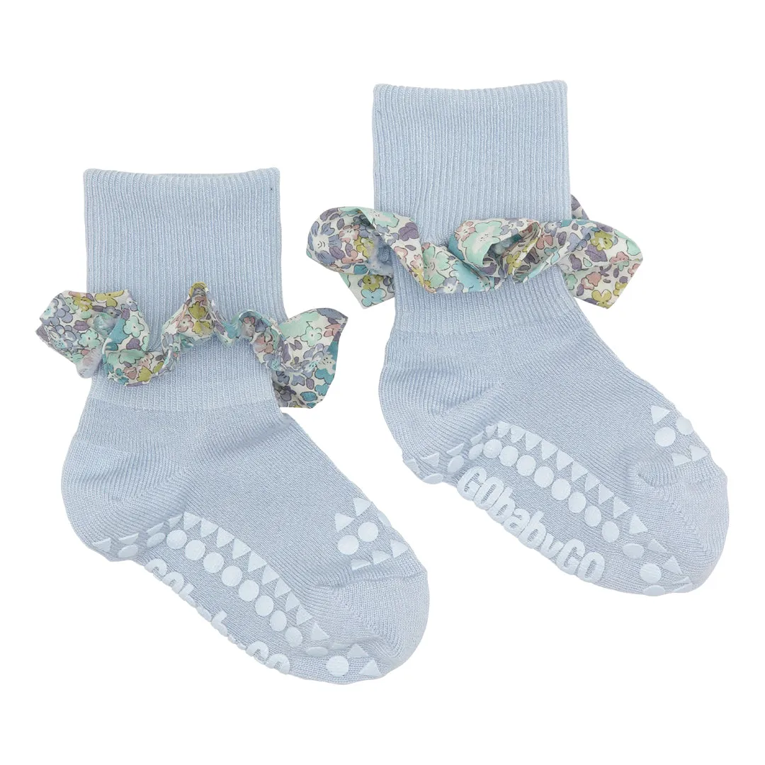 Non-Slip Grip Socks - Bamboo / Liberty - Sky Blue