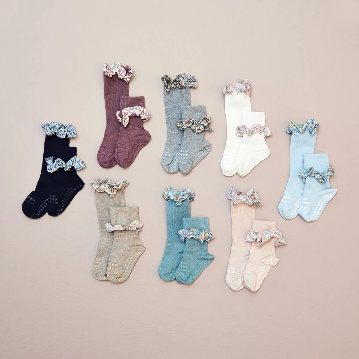 Non-Slip Grip Socks - Bamboo / Liberty - Sky Blue