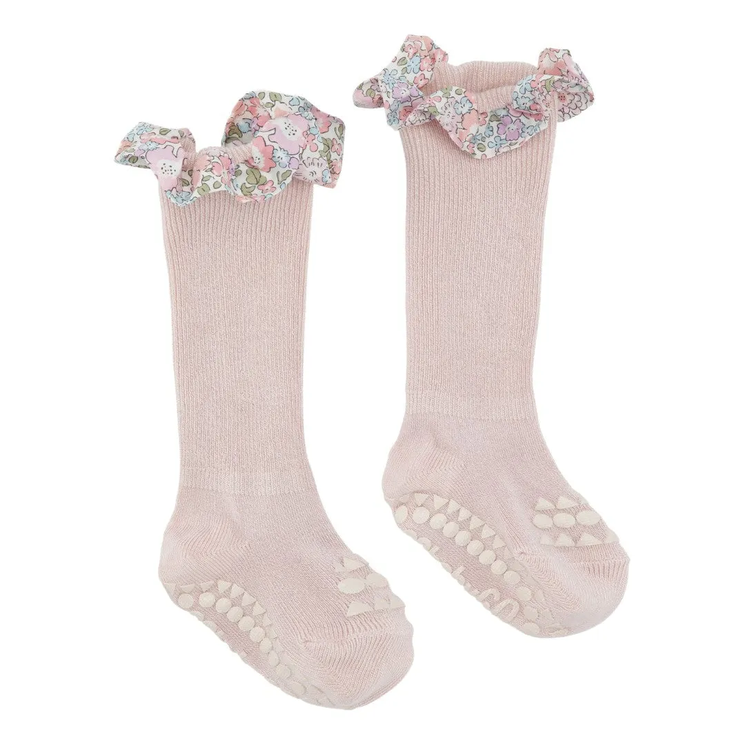 Non-Slip Grip Socks - Bamboo / Liberty - Soft Pink