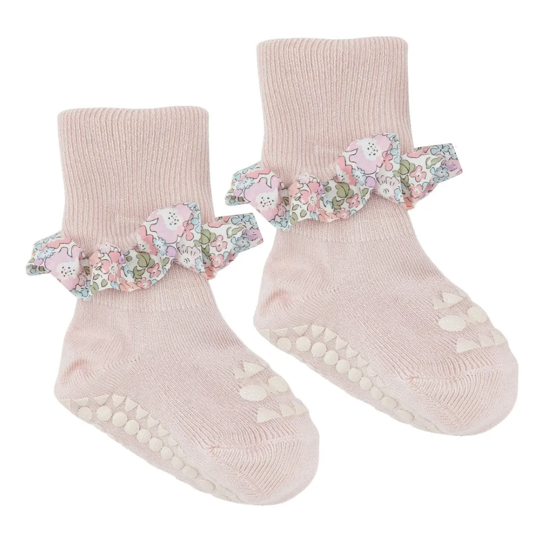 Non-Slip Grip Socks - Bamboo / Liberty - Soft Pink