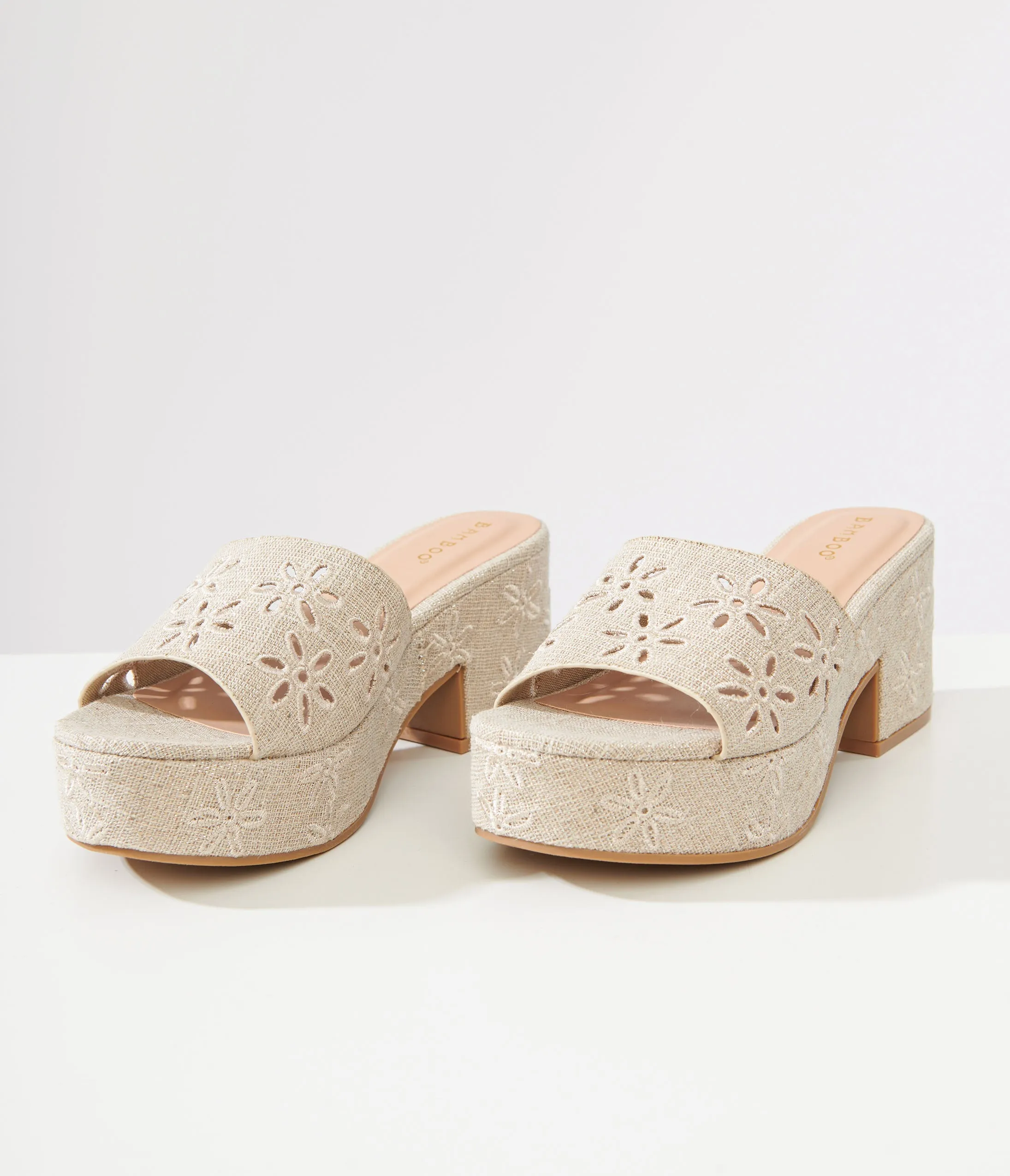 Nude Flower Platform Sandals