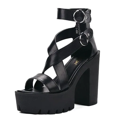 Open Toe Rome Style Buckle Gladiator High Heels