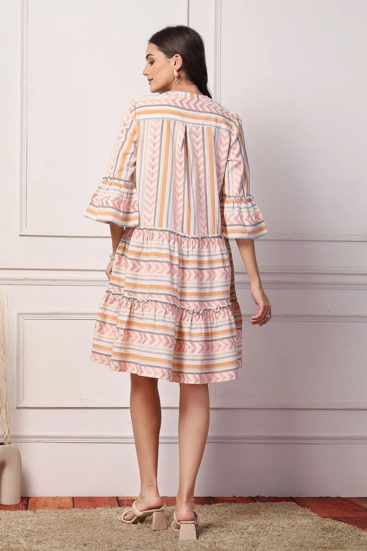 Peachy Glow Luxe Stripe Maternity Feeding Dress