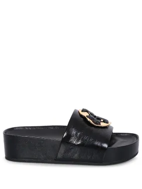 Platform leather slides