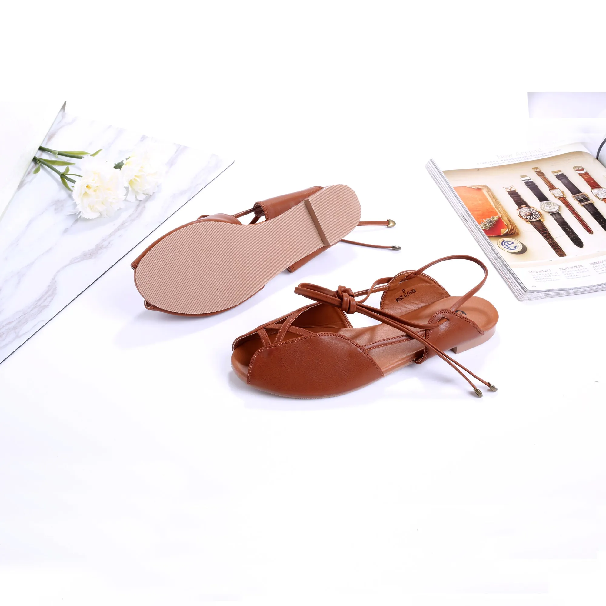 Princess Ann Gladiator Caramel Brown Sandals Inspired by Roman Holiday