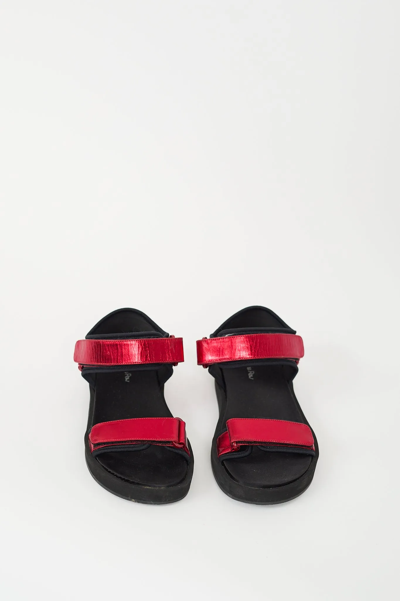 Red Metallic Hook & Loop Sandal