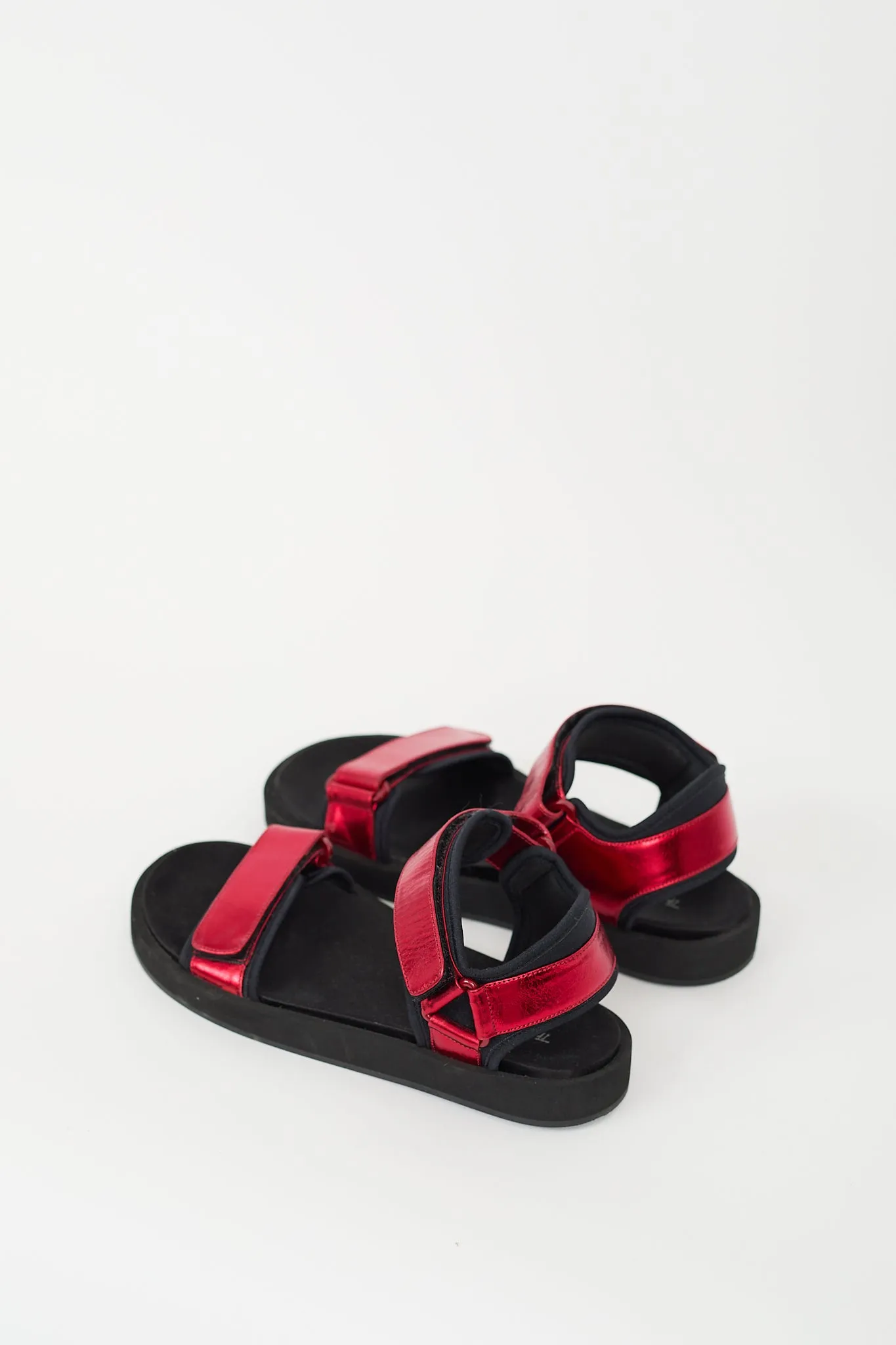 Red Metallic Hook & Loop Sandal