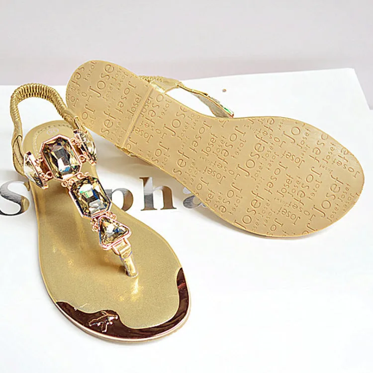 Rhinestone Metal Decor Back Strap Sandals