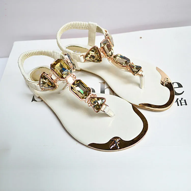 Rhinestone Metal Decor Back Strap Sandals