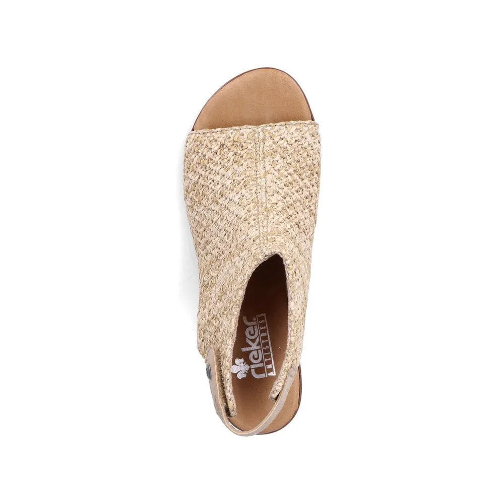 Rieker 64670-60 Bast Low Heeled Sand Jute Interwoven Enclosed Style Sandals