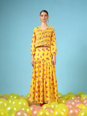 Rose Sunshine Yellow Cotton Silk Co-Ord Set