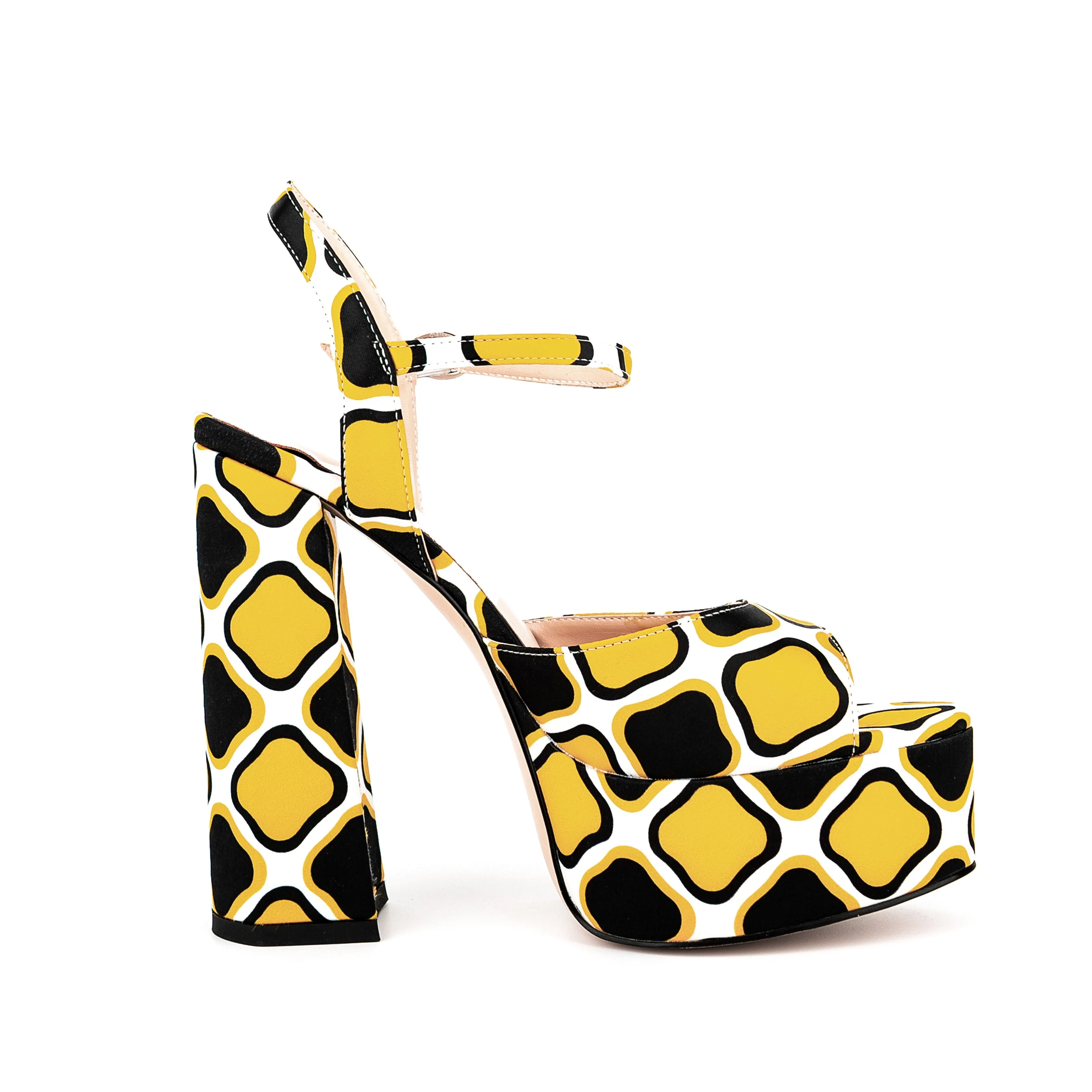 Round Toe Chunky Square Heels Platform Sandals