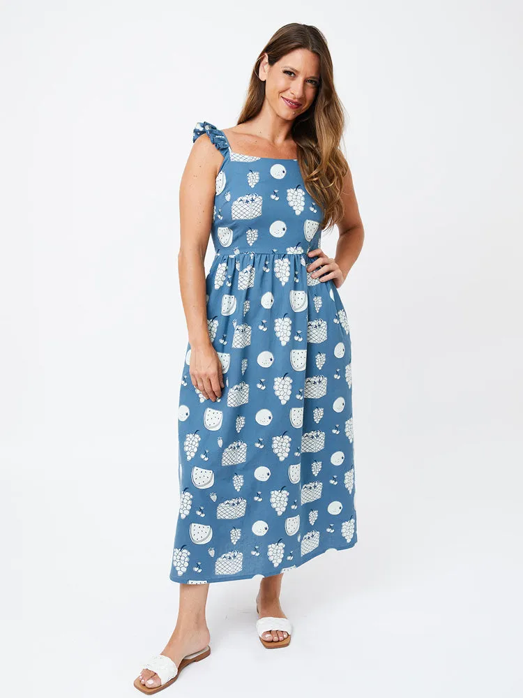 Ruffle Strap Dress - Fruity Blue