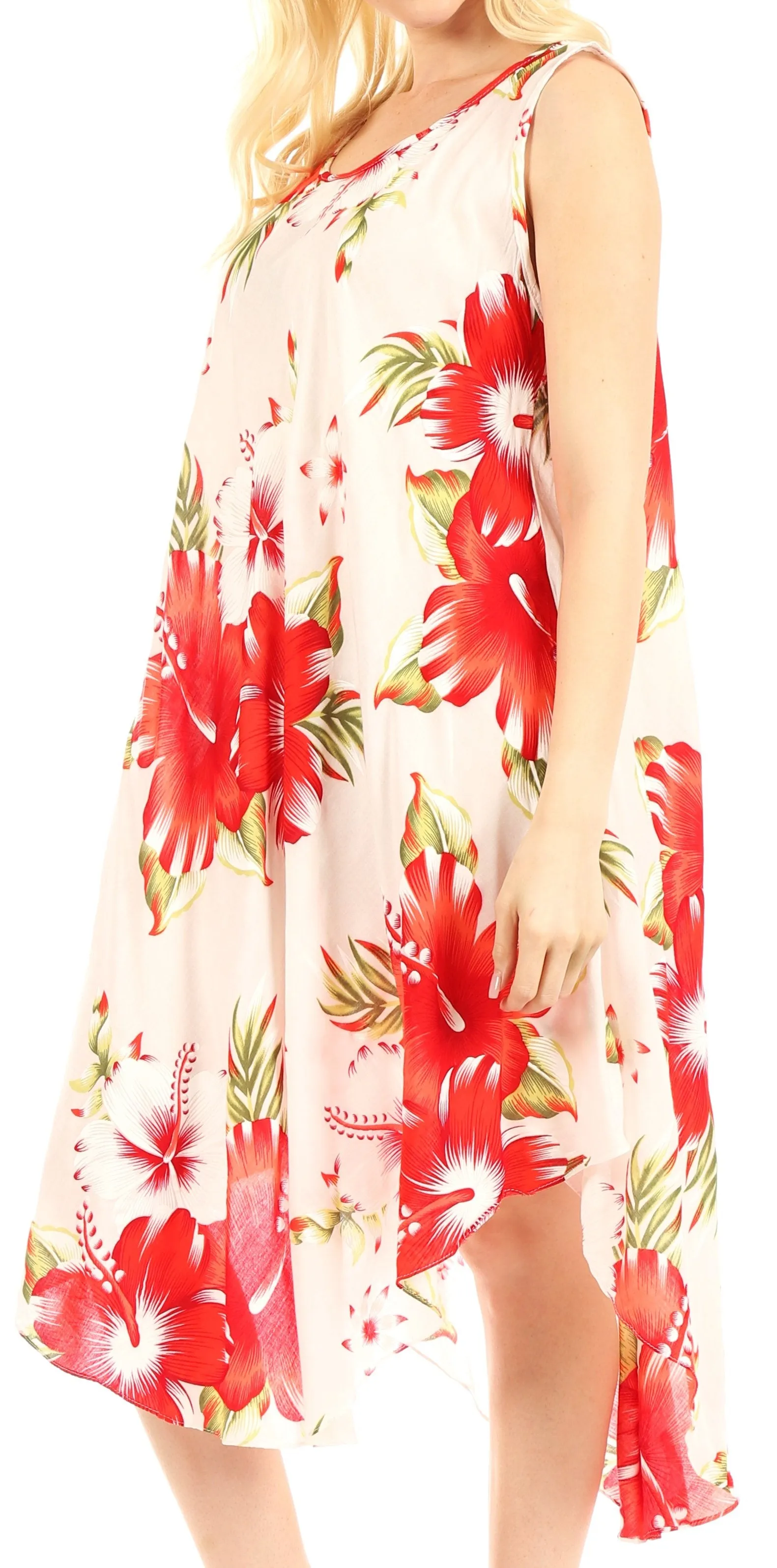 Sakkas Clara Women's Casual Summer Sleeveless Sundress Loose Floral Print Dress