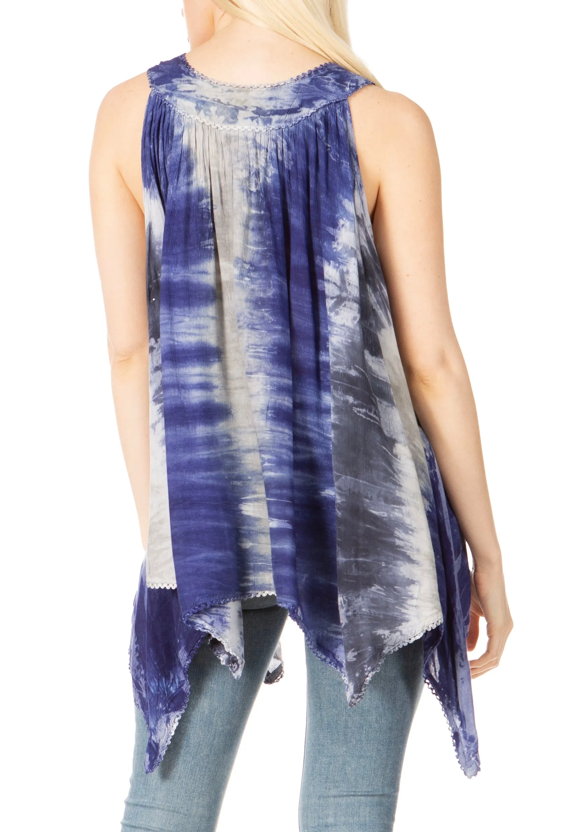 Sakkas Ligia Women's Sleeveless Tie Dye Tank Top: Classic Casual Loose Fit for Summer