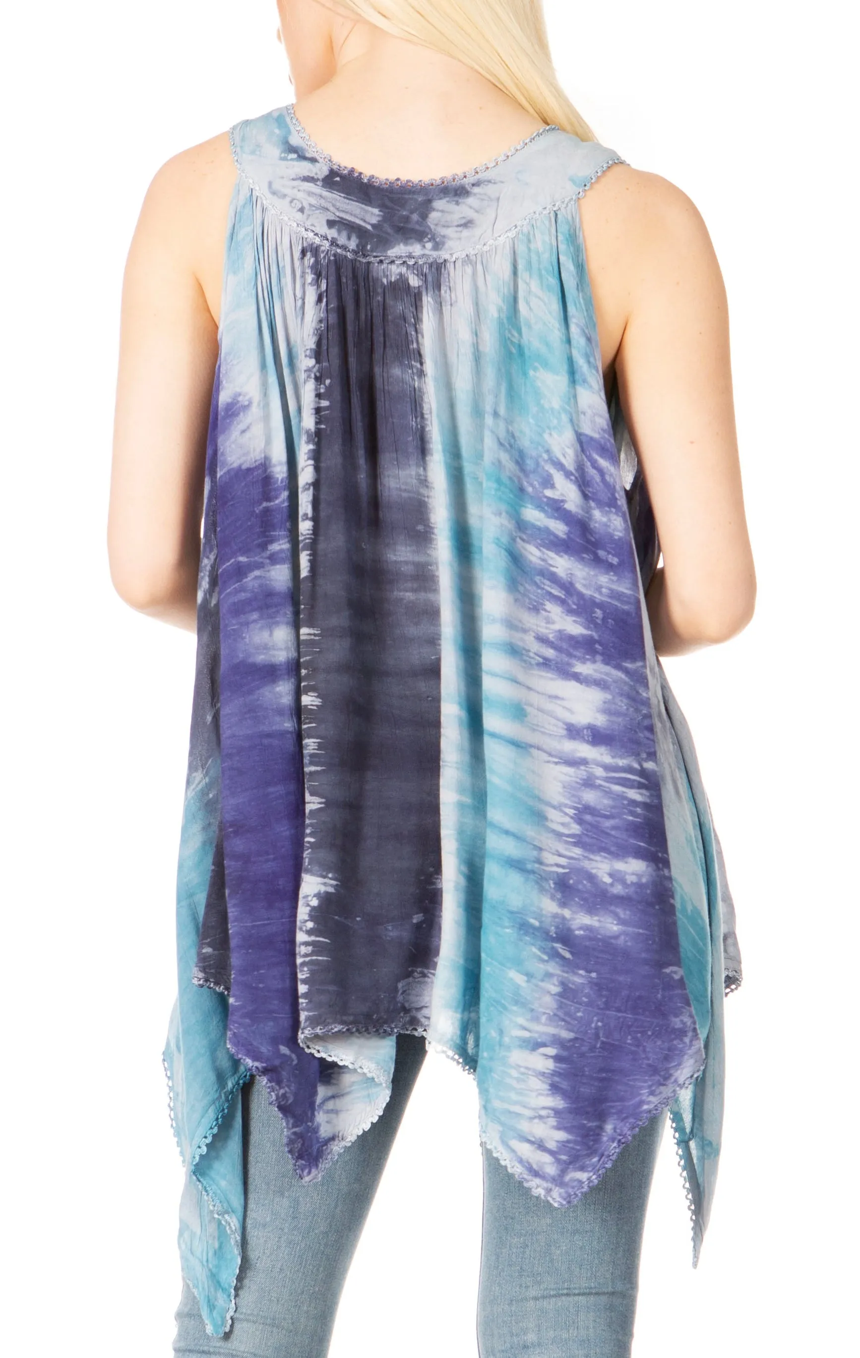 Sakkas Ligia Women's Sleeveless Tie Dye Tank Top: Classic Casual Loose Fit for Summer