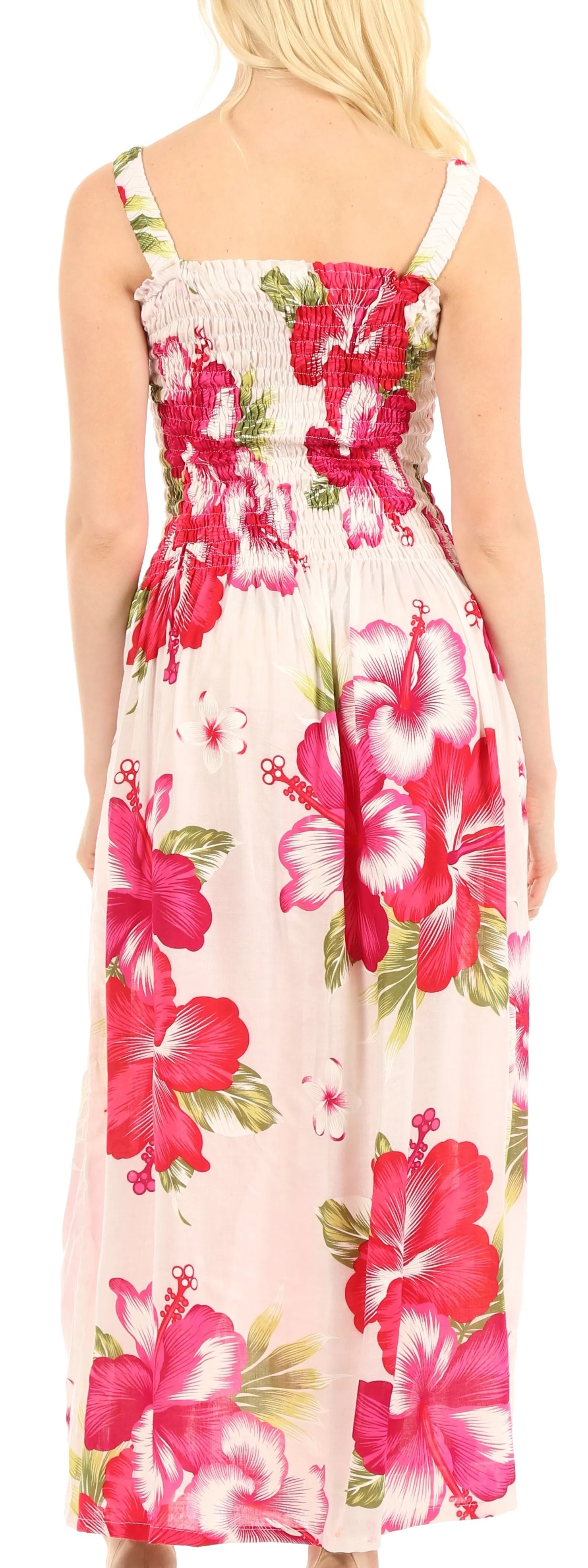 Sakkas Naida Women's  Casual Summer Long Sleeveless Stretchy Floral Print Dress