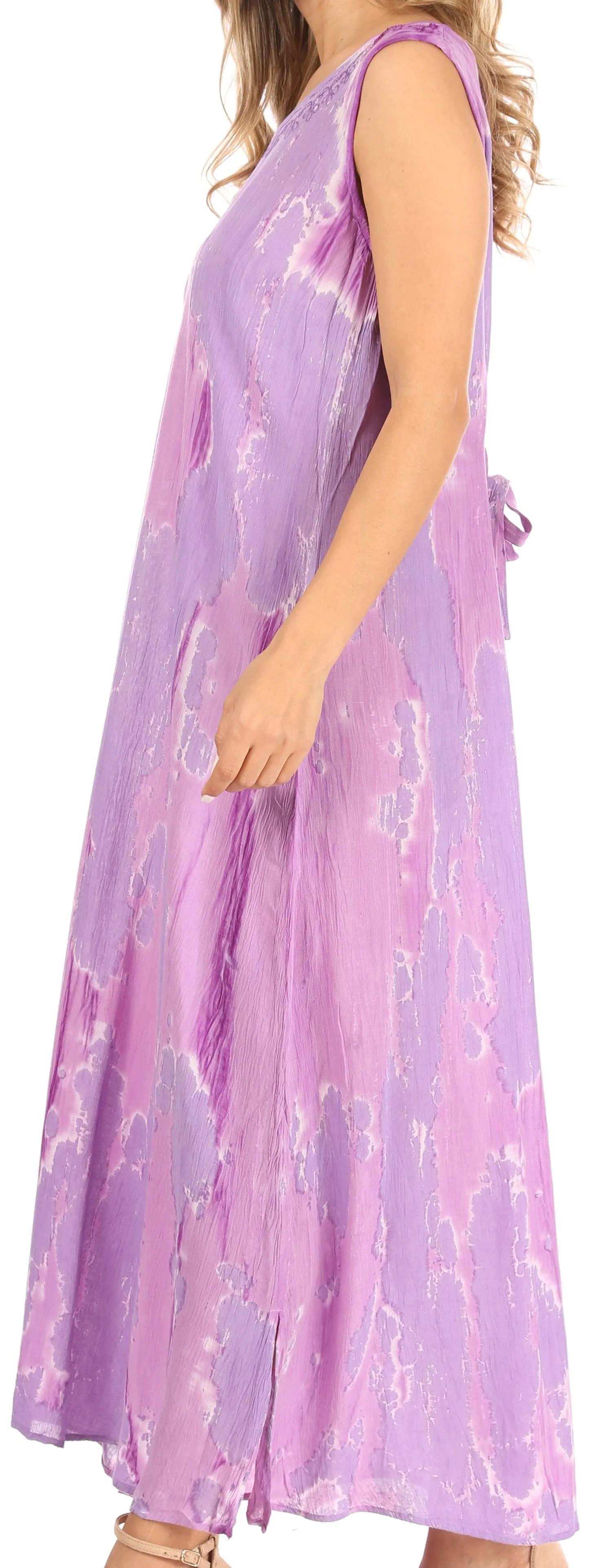 Sakkas Raquel Women's Casual Sleeveless Maxi Summer Caftan Column Dress Tie-Dye