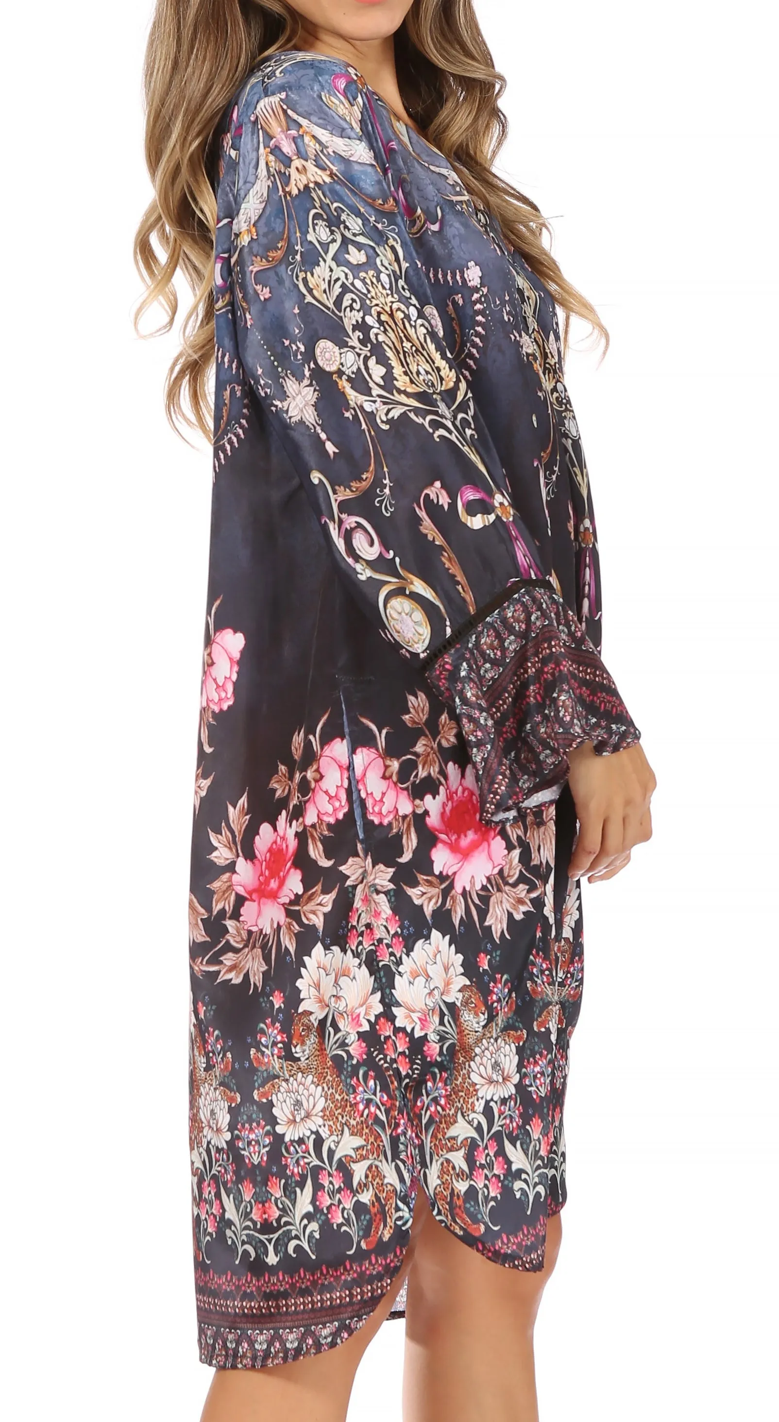 Sakkas Ximena Women's Floral Boho Cocktail Dress Tunic Cover-up V neck Summer