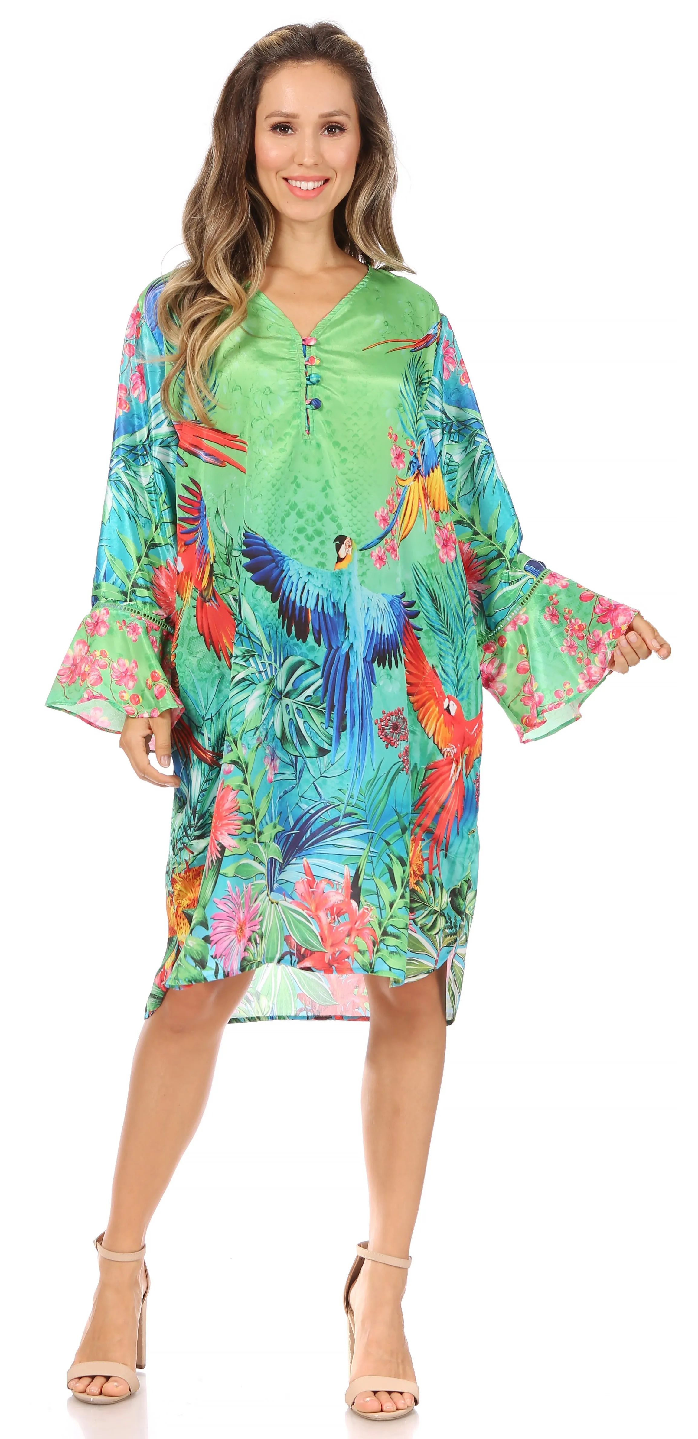 Sakkas Ximena Women's Floral Boho Cocktail Dress Tunic Cover-up V neck Summer