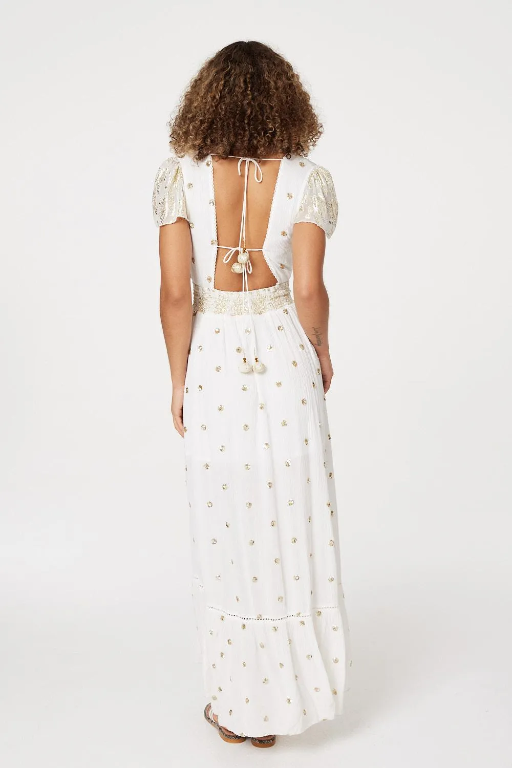 Sequin Cut-Out Back Maxi Dress