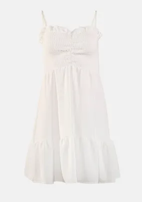 Solid Smocked Ruffle Dress