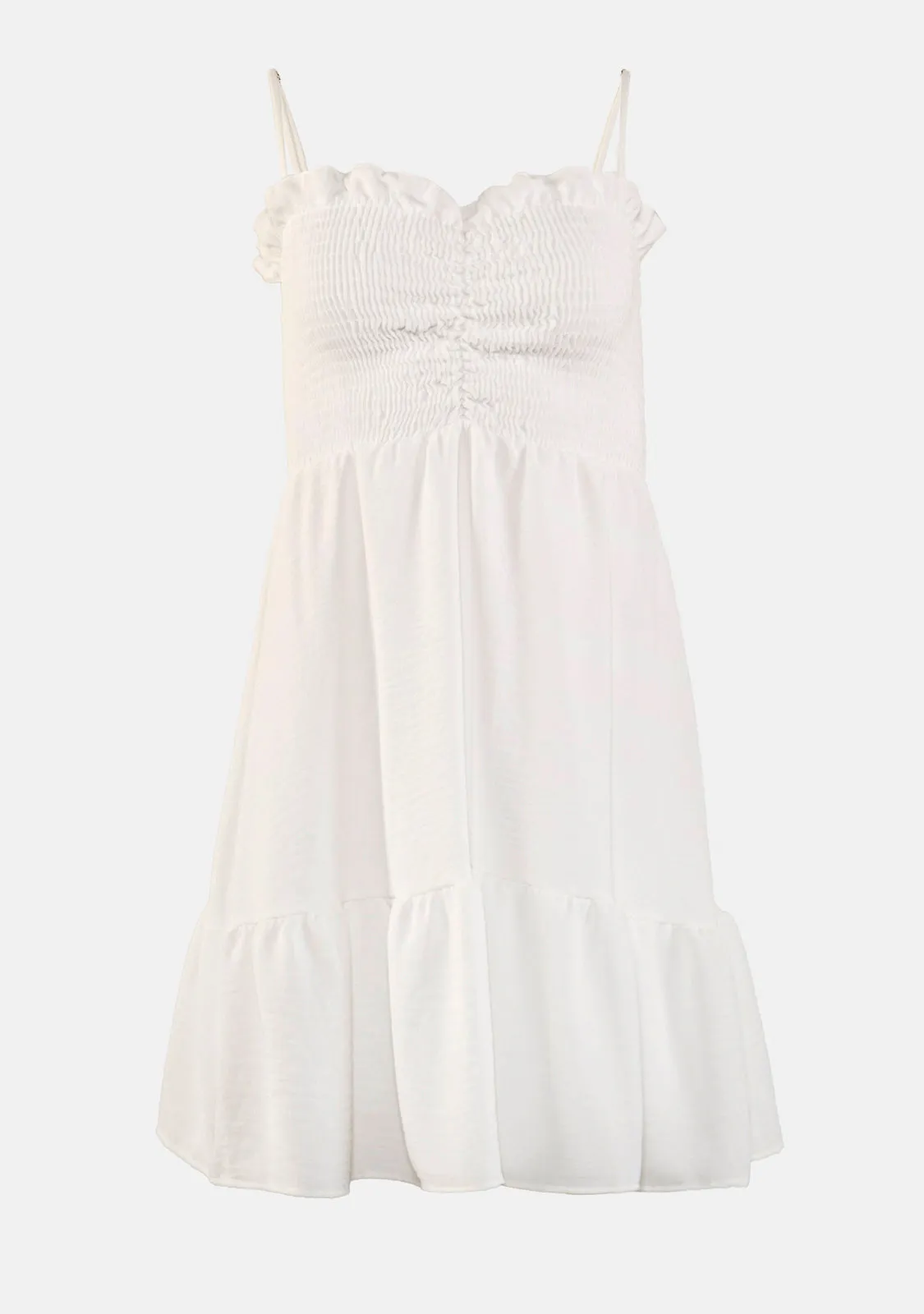 Solid Smocked Ruffle Dress