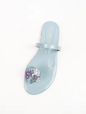 Spunkz Blue beads Sequins Embellished Flip Flops