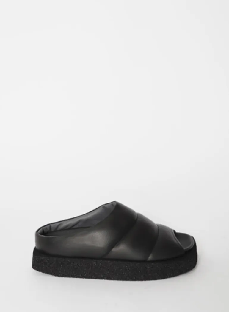 Square Puff Slide in Black by Lofina