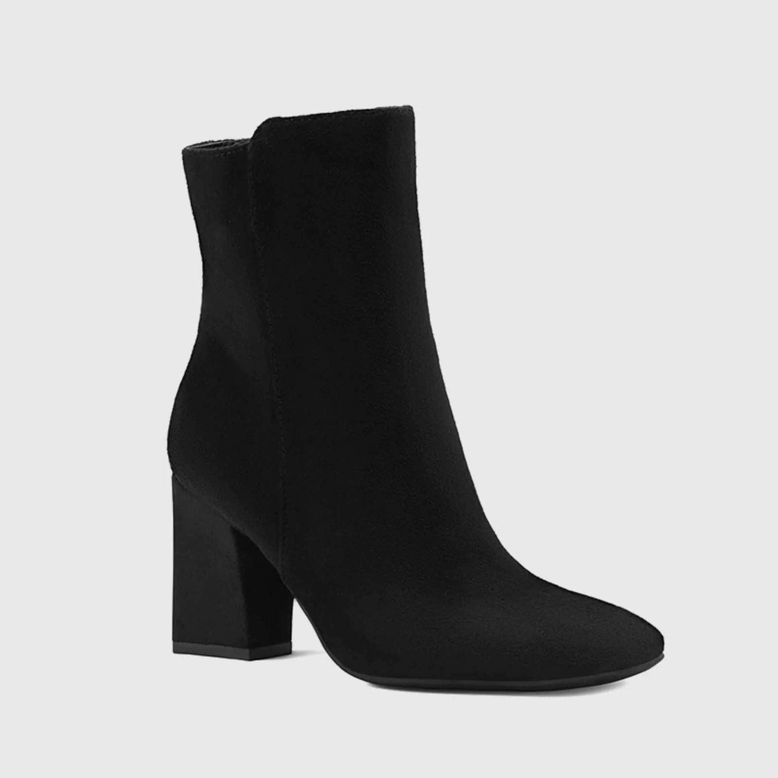 Square Toe Side Zipper Chunky Block Heel Mid Ankle Boots