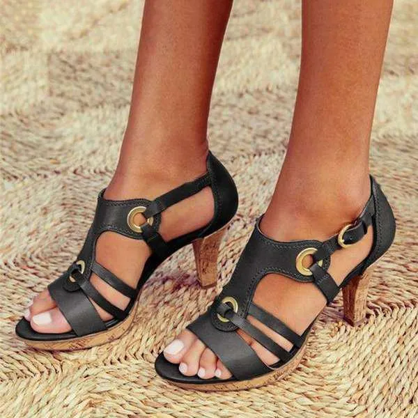 Summer Gladiator  Hollow Out Block High Heel Sadnals