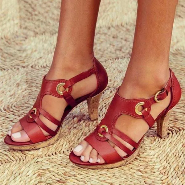 Summer Gladiator  Hollow Out Block High Heel Sadnals