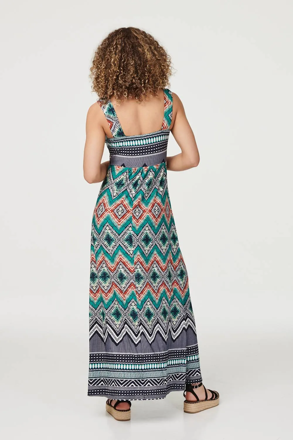 Tie Dye Print A-Line Maxi Dress