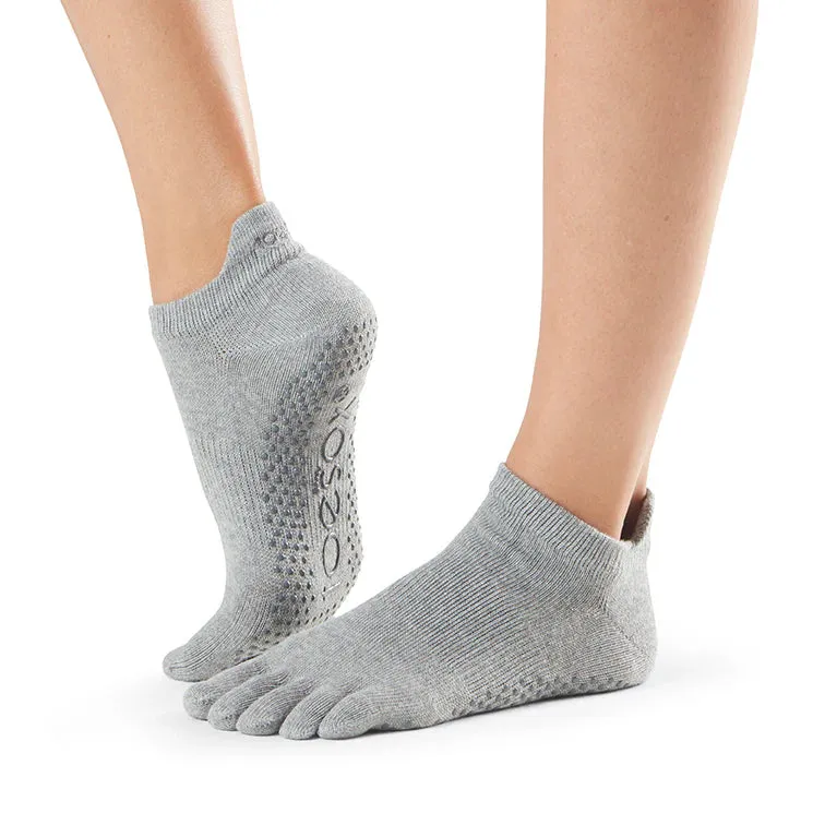 TOESOX Grip Full Toe Low Rise - Heather Grey