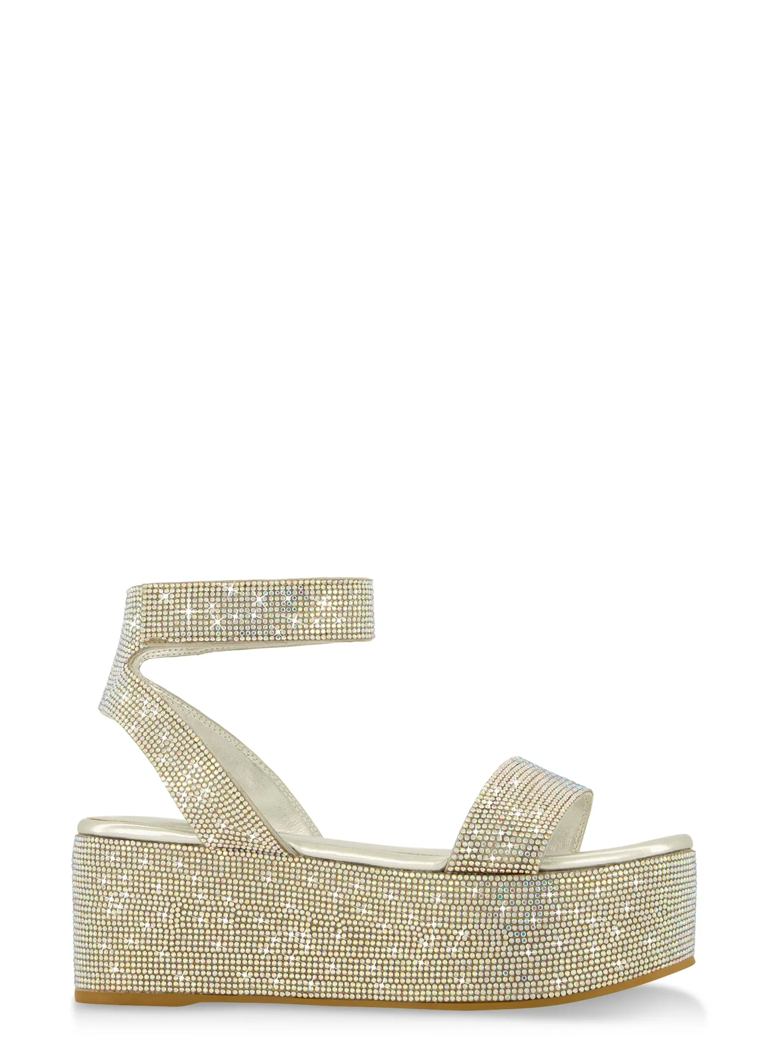 Velcro Strap Rhinestone Platform Sandals