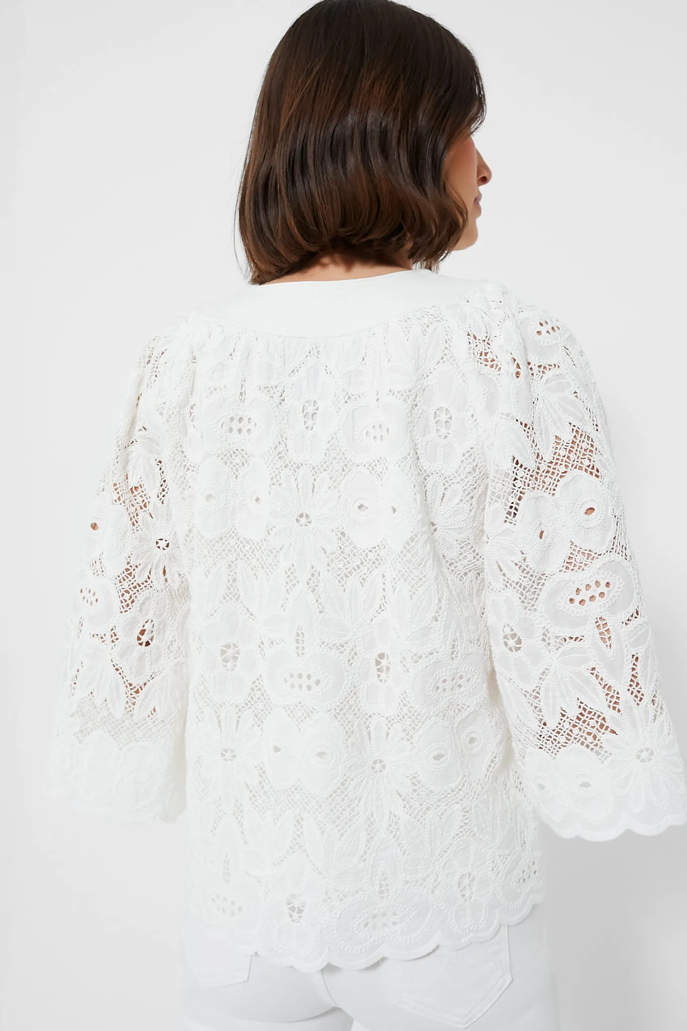 White Eyelet Lace Florian Blouse