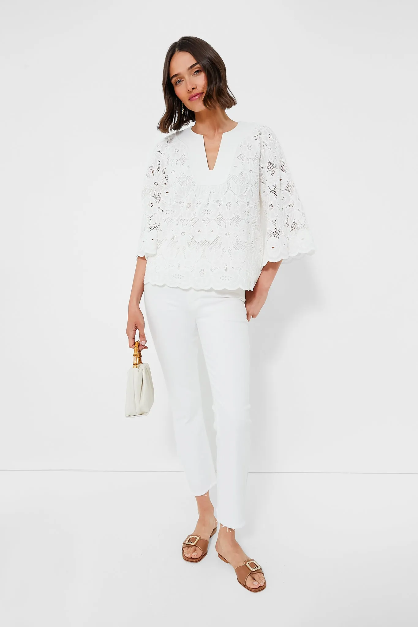 White Eyelet Lace Florian Blouse