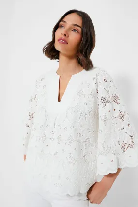 White Eyelet Lace Florian Blouse