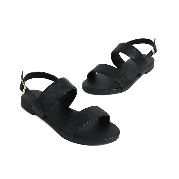 Women's Solid Color Soft Leather Flat Sandals